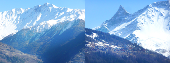 La vue en face du chalet des Alpes. A droite, l'aiguille Grive.