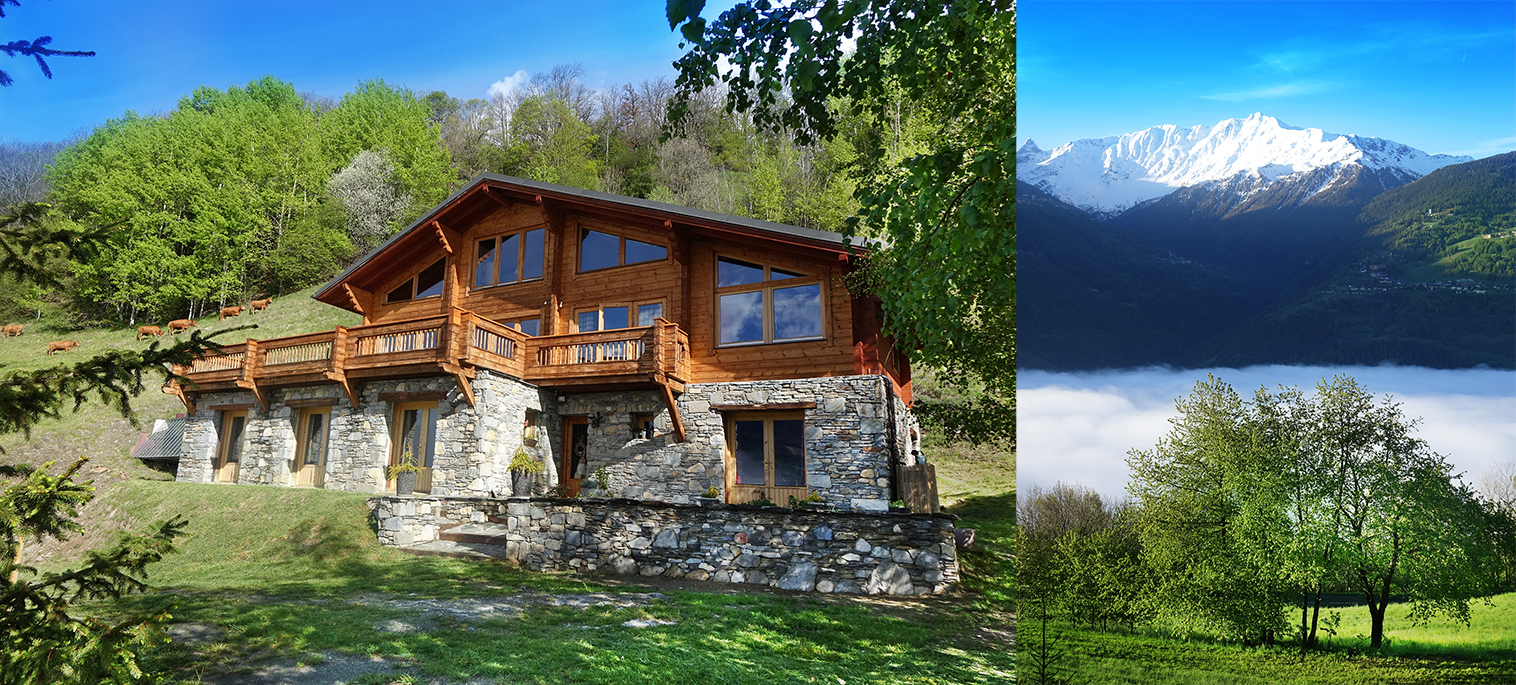 Au dessus de la mer de nuages, le chalet se réveille au soleil