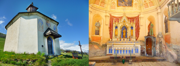 At the entrance, the Mont-Carmel chapel welcomes the visitors of the village.